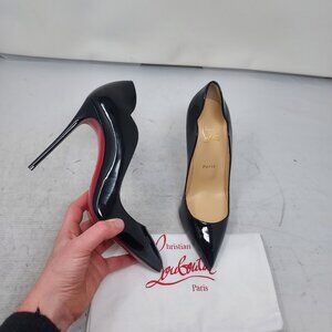 Christian Louboutin Black Hot Chick Scallop Patent Leather Pump Shoe